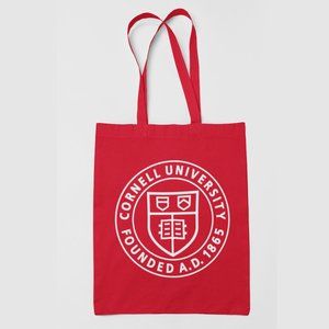 NEW Cornell University Seal Circle Logo Canvas Medium Tote Bag RED